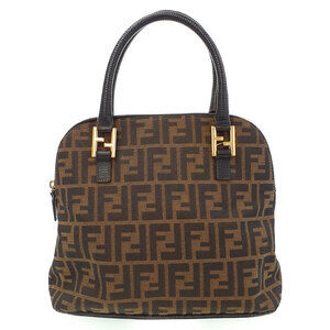 Fendi Zucca Boston Handbag Shoulder Bag Brown